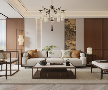 New Chinese Style A Living Room-ID:703406107