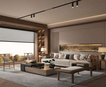 New Chinese Style A Living Room-ID:612551936