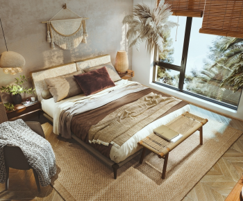 Wabi-sabi Style Double Bed-ID:475058082
