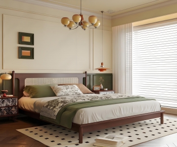 French Style Retro Style Double Bed-ID:346400982