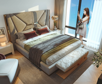 Modern Double Bed-ID:436470532