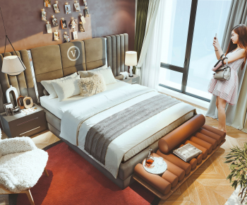 Modern Double Bed-ID:644557951