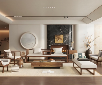 New Chinese Style A Living Room-ID:475342046
