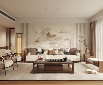 New Chinese Style A Living Room-ID:158456096