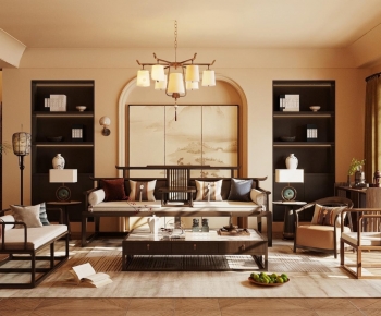 New Chinese Style A Living Room-ID:870628123