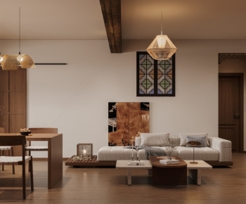 New Chinese Style A Living Room-ID:393400235