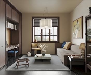 New Chinese Style A Living Room-ID:389429098