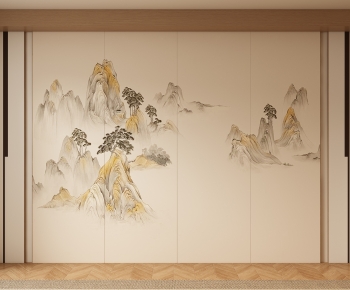 New Chinese Style TV Wall-ID:459824096