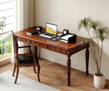 American Style Computer Desk And Chair-ID:129683022