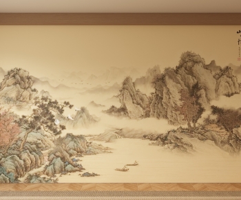 New Chinese Style TV Wall-ID:557522062