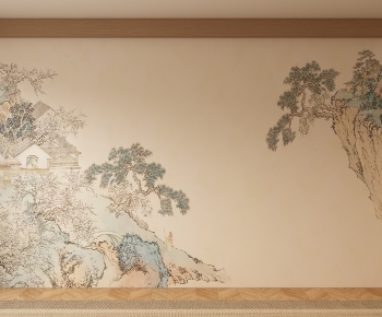 New Chinese Style TV Wall-ID:545187953