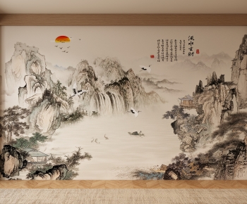 New Chinese Style TV Wall-ID:776006943