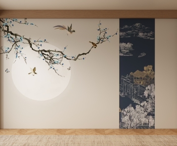 New Chinese Style TV Wall-ID:952424056