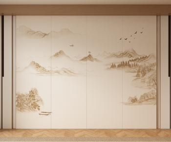 New Chinese Style TV Wall-ID:456919797