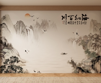 New Chinese Style TV Wall-ID:684981114