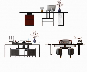 New Chinese Style Computer Desk And Chair-ID:745660073