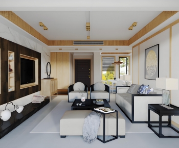 New Chinese Style A Living Room-ID:819953928