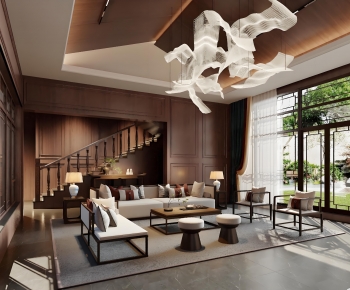 New Chinese Style A Living Room-ID:571839841