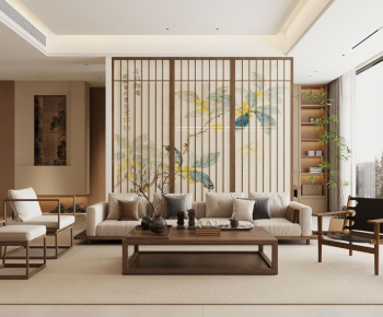 New Chinese Style A Living Room-ID:624376067