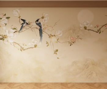 New Chinese Style TV Wall-ID:406379942