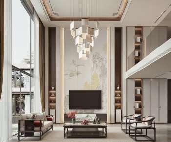 New Chinese Style A Living Room-ID:637605916