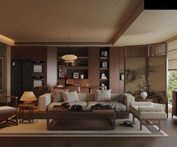 New Chinese Style A Living Room-ID:685806993