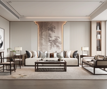 New Chinese Style A Living Room-ID:525337934