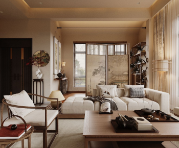 New Chinese Style A Living Room-ID:525791885