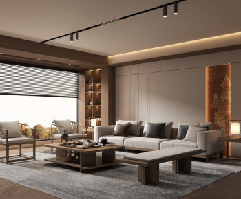 New Chinese Style A Living Room-ID:464073908