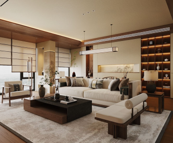 New Chinese Style A Living Room-ID:443539638
