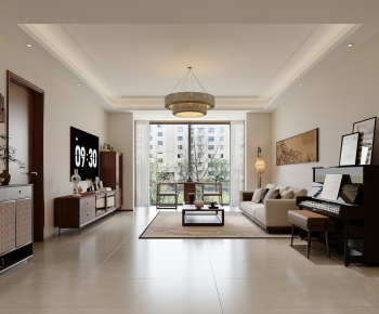 New Chinese Style A Living Room-ID:719813118