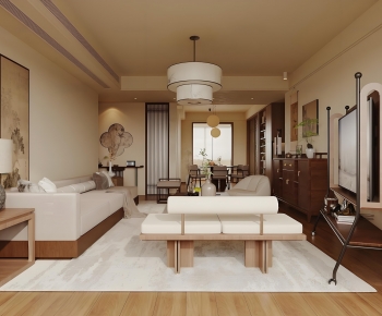 New Chinese Style A Living Room-ID:736157894