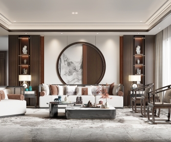 New Chinese Style A Living Room-ID:794776922