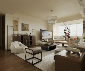 New Chinese Style A Living Room-ID:650444982