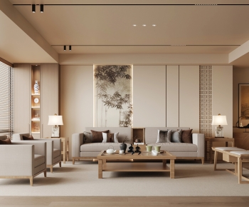 New Chinese Style A Living Room-ID:347410928