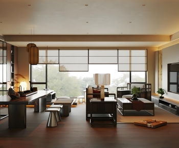 New Chinese Style A Living Room-ID:628819946