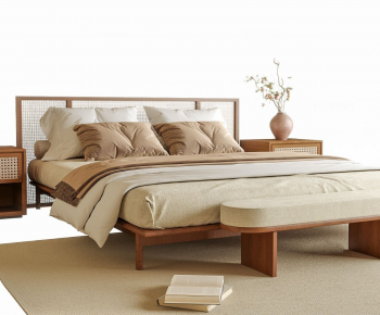 Wabi-sabi Style Double Bed-ID:713706971