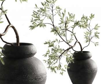 Wabi-sabi Style Potted Green Plant-ID:644768957