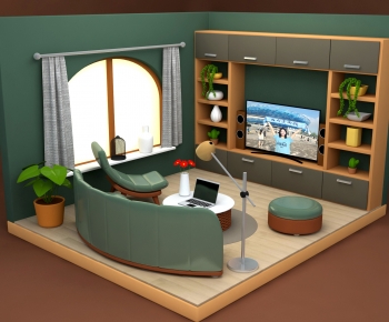 Modern A Living Room-ID:974287993