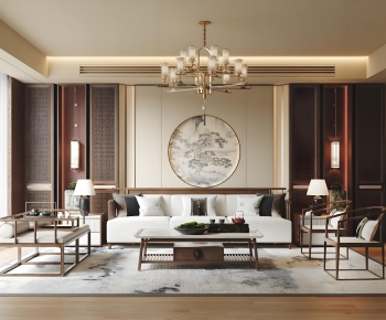 New Chinese Style A Living Room-ID:378089903