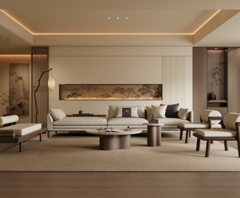 New Chinese Style A Living Room-ID:514806998