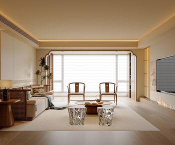 New Chinese Style A Living Room-ID:374607092