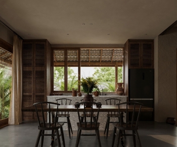 Wabi-sabi Style Dining Room-ID:987994916