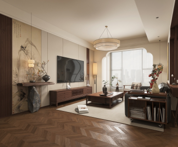 New Chinese Style A Living Room-ID:421673062