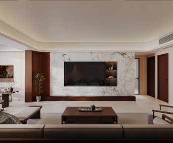 New Chinese Style A Living Room-ID:996690993