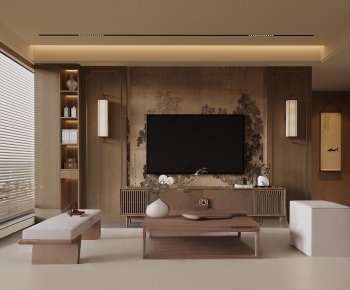 New Chinese Style A Living Room-ID:610799073