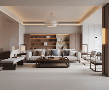 New Chinese Style A Living Room-ID:659156086