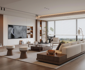 New Chinese Style A Living Room-ID:608553894