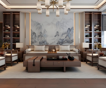 New Chinese Style A Living Room-ID:582156909