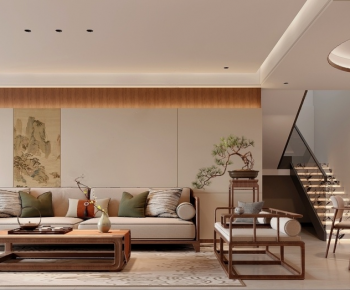 New Chinese Style A Living Room-ID:915225033